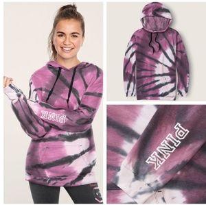 PINK Campus S Hoodie Purple SuperNova TieDye NWT